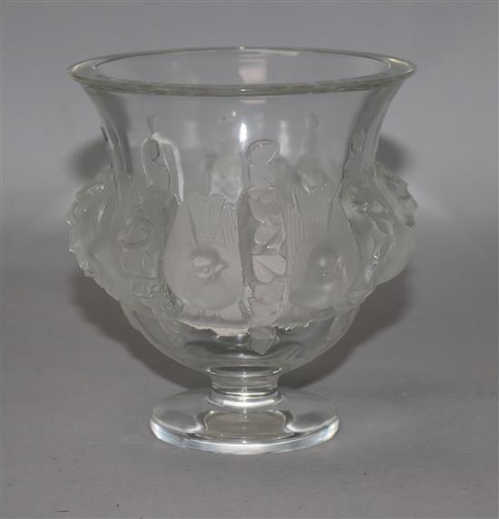A post-war Lalique bluebird vase, 5in.
